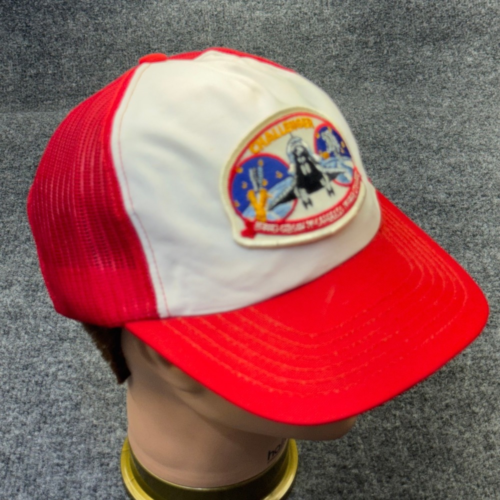 Vintage NASA STS 41-B Challenger Trucker Hat Snapback Red Space USA 80s